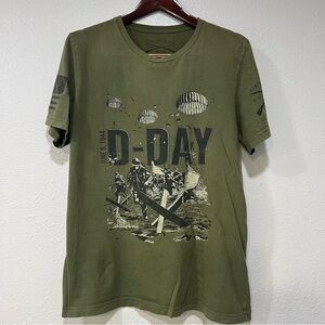 Grunt Style Olive D-Day Graphic Tee Shirt Military Army Flag WW2 Size Large